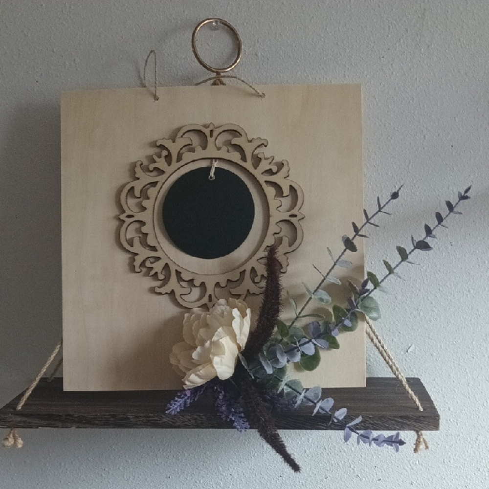 Wooden Wall Decor with Floral Accents